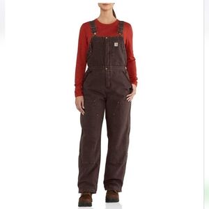 Carhartt Women's XS Weathered Duck Wildwood Bib Overalls Quilt Lined